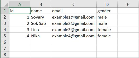 PHP write CSV example in excel